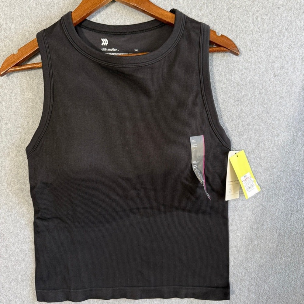 All In Motion Support Tank Top Athleisure XXL Black NEW Ribbed Moisture Wicking